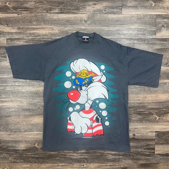 Vintage 1994 Sylvester Looney Tunes AOP Graphic T-shirt Size XL NWOT DEAD STOCK